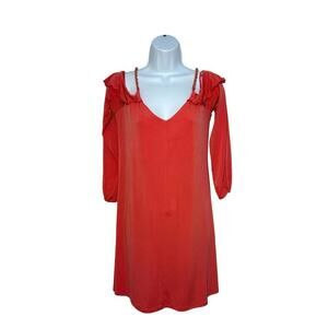 Michael Kors Dress Bold Salmon Hue With Gold Chain Strap Business Casual Party